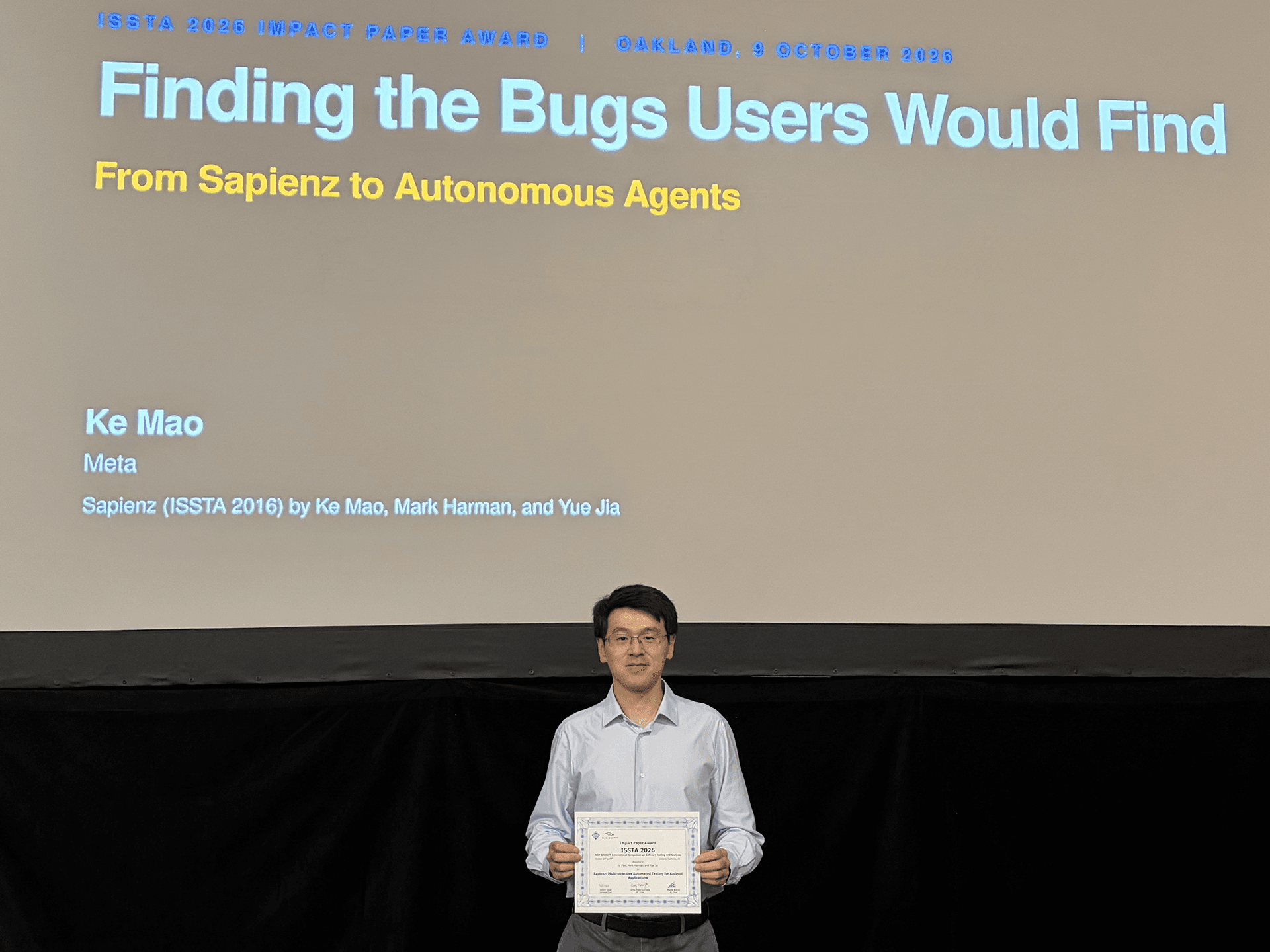 'Sapienz Receives ISSTA 2026 Impact Paper Award' 포스트 썸네일